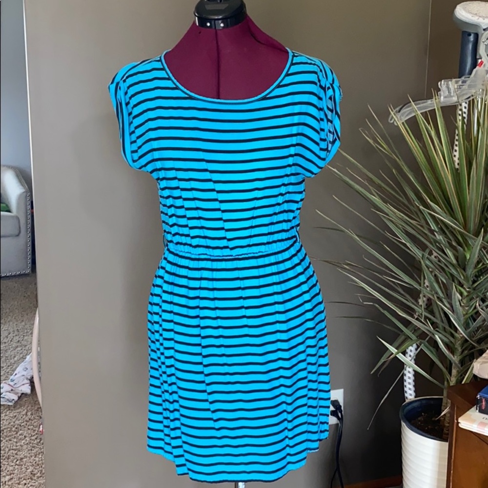 C&A Clockhouse Blue and Black Striped Dress (Size S)